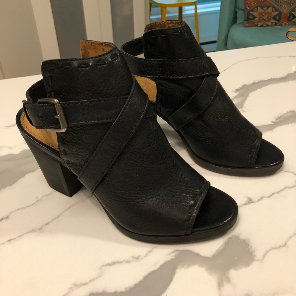 Frye Dani Pickstitch Shield Slingback Soft Leather Chunky Heel Shoe Size 6